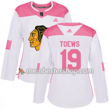 Chicago Blackhawks Jonathan Toews 19 Adidas 2017-2018 Weiß Pink Fashion Trikot Authentic - Dame